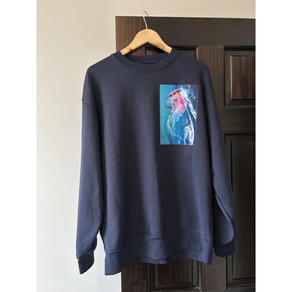 Acne Studios Navy Jellyfish Patch Sweatshirt Small - Picture 3 of 7